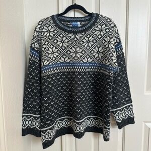 Vintage Venezia Jeans Nordic Snowflake Knit Sweater Plus Size 18/20 Wool Blend